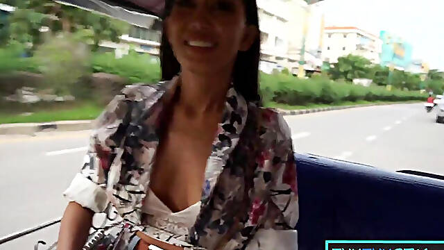Thai MILF amateur takes a big cock anal after being picked up