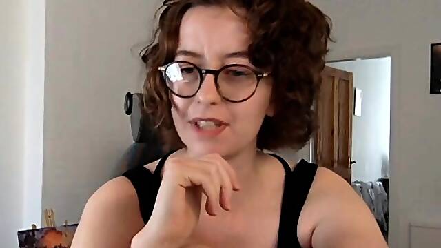 Cute curly brunette solo webcam masturbation