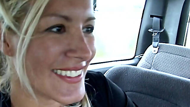 Busty MILF lets herself be fucked by a stranger in car POV