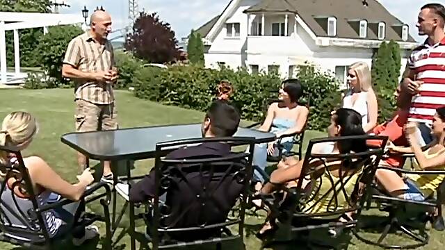 Omar Galanti, Thomas Stone & Vittoria Risi give two stunning girls a full mouthful of ass fucking and cum