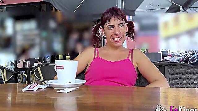 PUBLIC NUDITY in Seville. Nora Martin shows off her big body before FUCKING