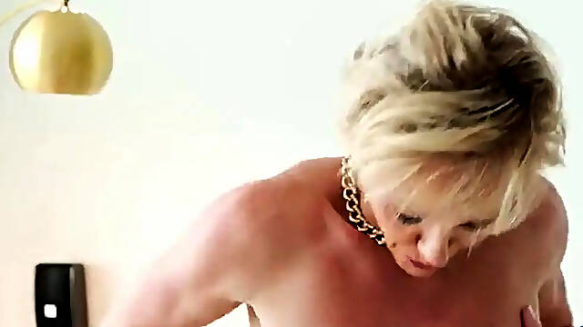 Mature blonde woman cums from watching parties and caring friend