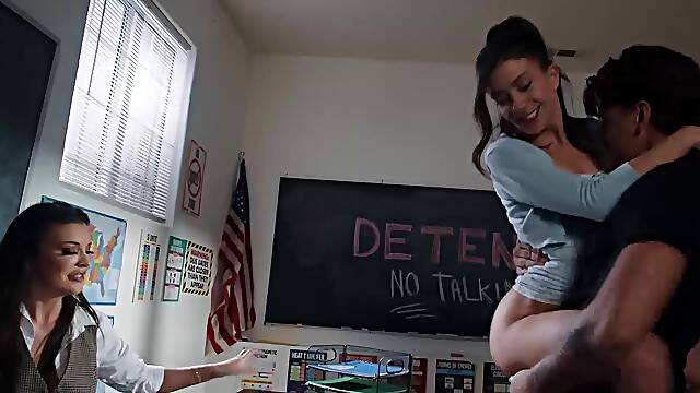 Teacher Elizabeth Catches Students, Orders Hot Fuck in Detention