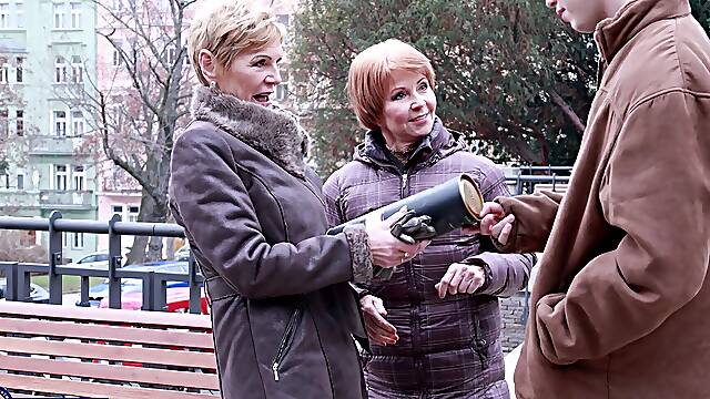 FFM threesome with mature Russian women - Irenka & Romana