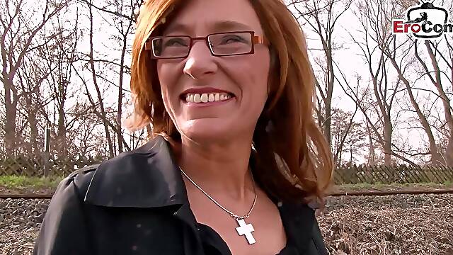 German old housewife approached on the street for sex casting