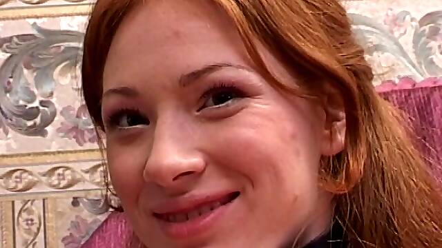 Experienced honey having a threesome with a redhead and a cute guy
