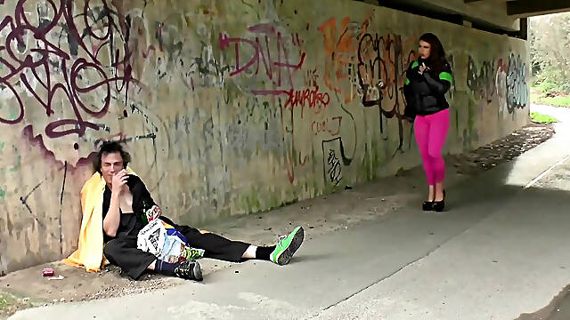 Large boobed mother id like to fuck takes vagabond aged obscene chap for her pissing session with banging