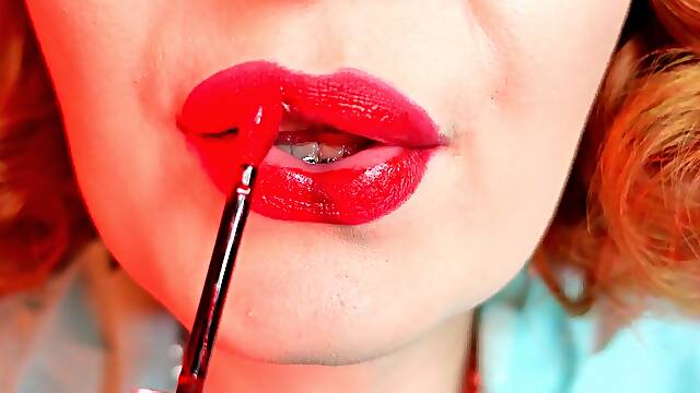 ASMR clip - lipstick process - mother Id like to fuck with braces