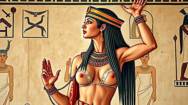 Sexy papyri with wondrous Egyptian chicks with nice knockers