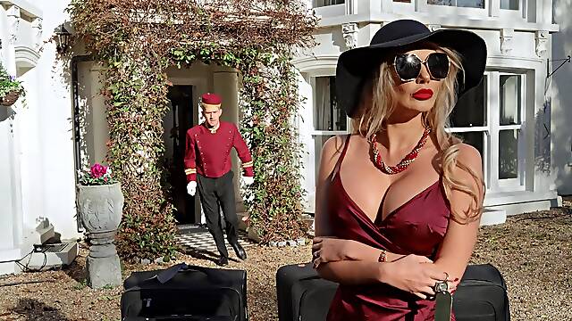 Amber Jayne with big tits moans while getting fucked hard