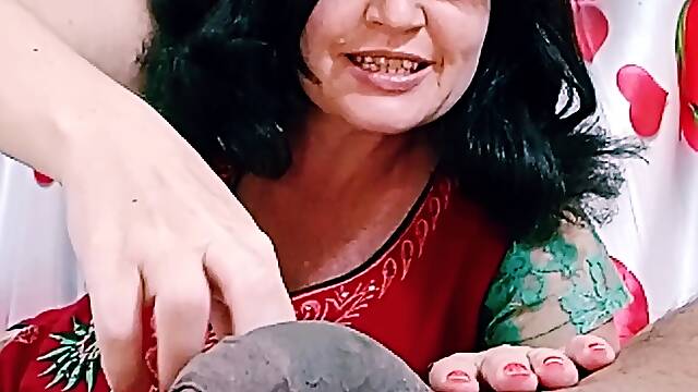 Passionate wife seduces her husband in various languages.