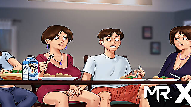 SummertimeSaga - Two Matures Play With Handles Under The Tab