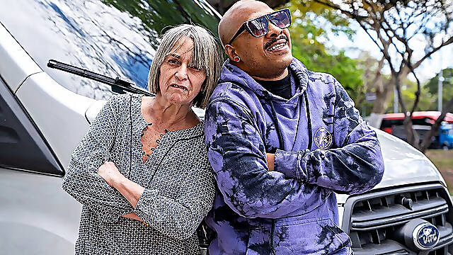 Mature Ass Stretched by a BBC in Driving Van