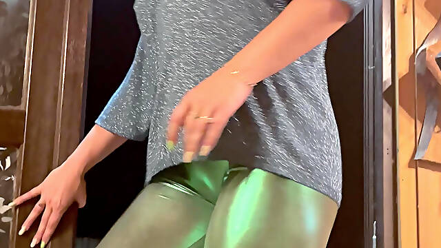 Tight & Shiny - Cameltoe Tease with No Panties