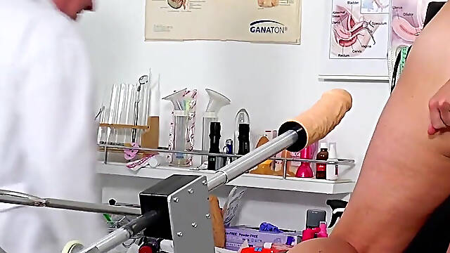 Rectal speculum exam and machine orgasm of hot MILF